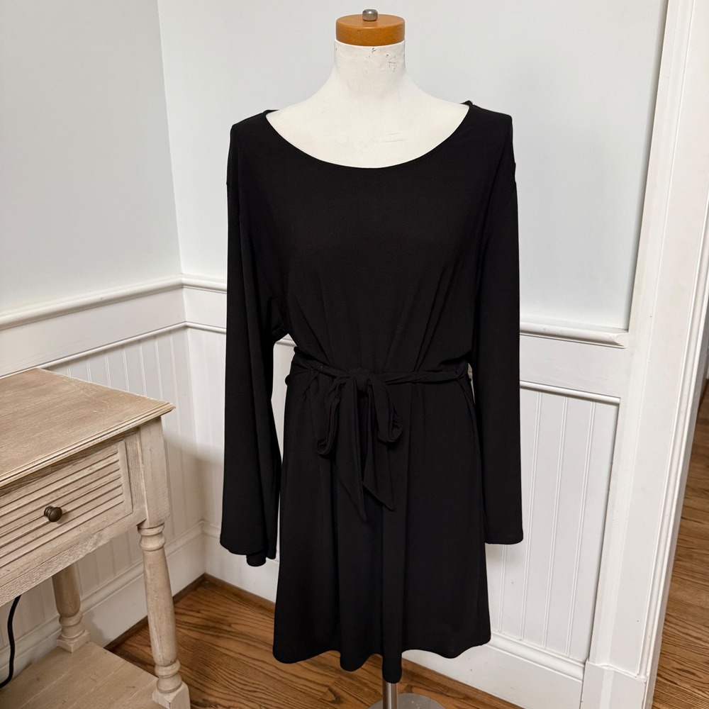 Show Me Your Mumu Black Long Sleeve Tie Waist Dress Medium
